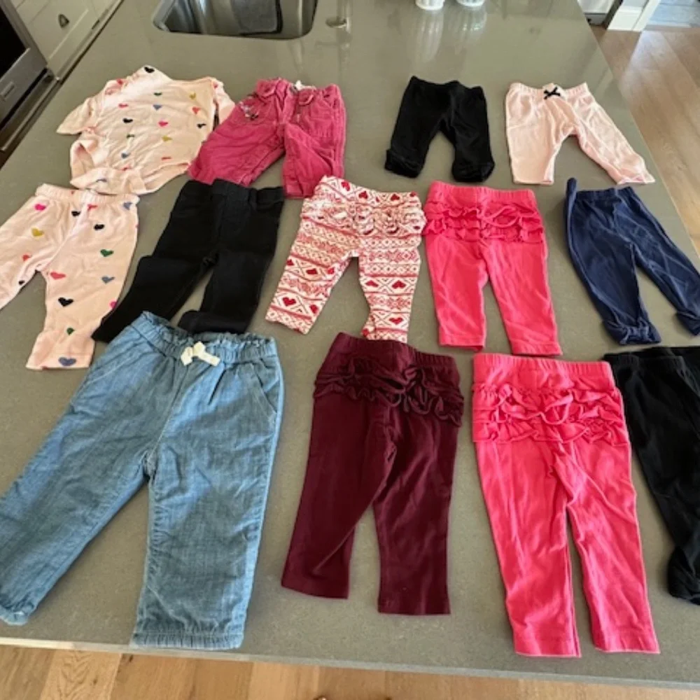 Baby Girl Large Clothing 3-6M Bundle of 36 Items Pants Shirts -some never worn